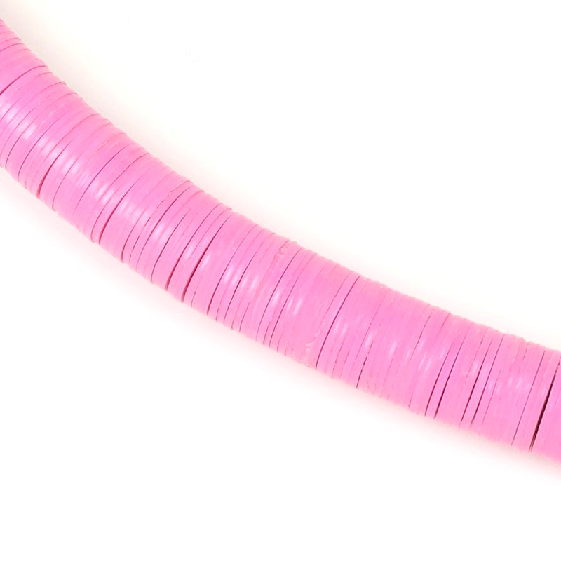 Véritables Perles Heishi 8mm de vinyle Vulcanite africain Rose