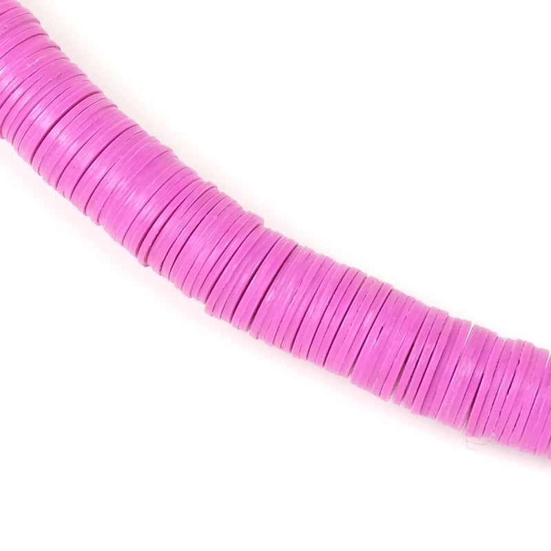 Véritables Perles Heishi 8mm de vinyle Vulcanite africain Magenta