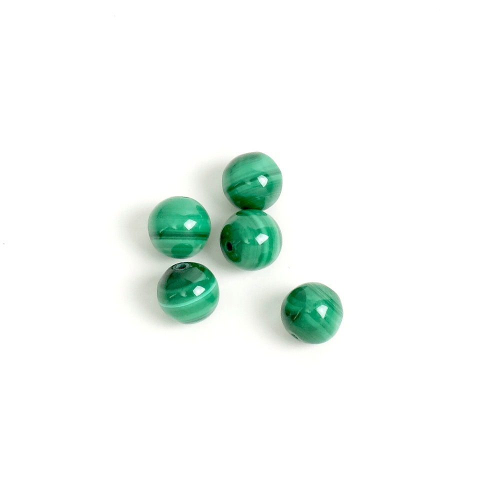 6 perles rondes 6mm naturelles de Malachite
