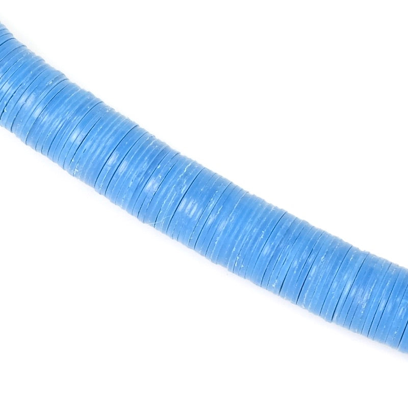 Contas Heishi genuínas 8 mm de vinil vulcanita azul africano