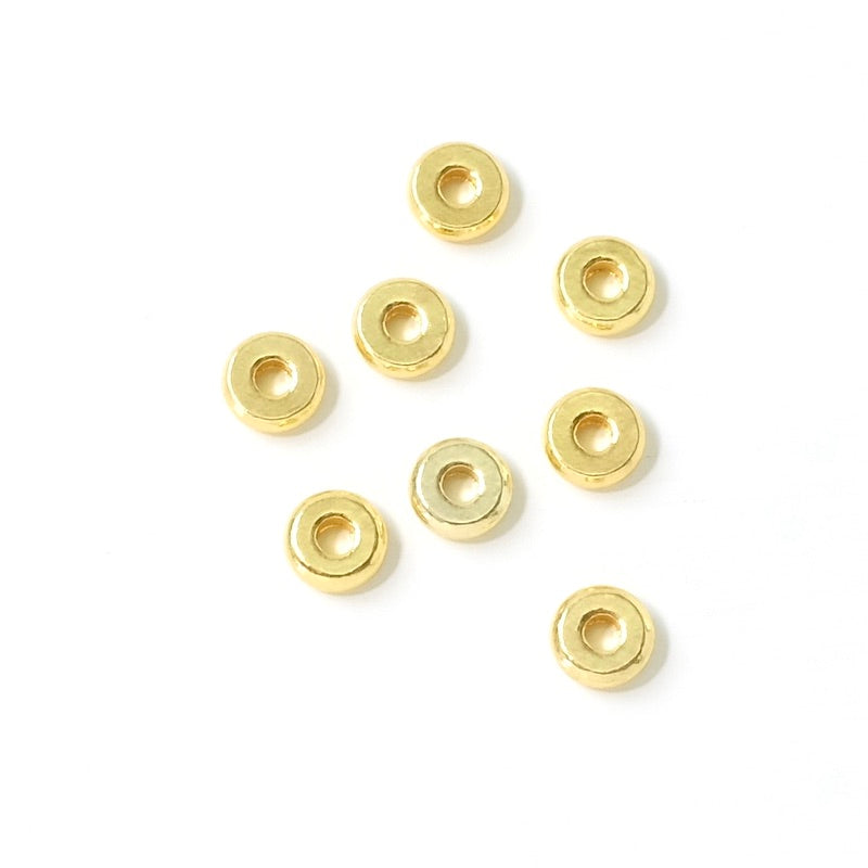 10 perles rondelles 6mm en Laiton doré à l&#39;or fin 24K Premium