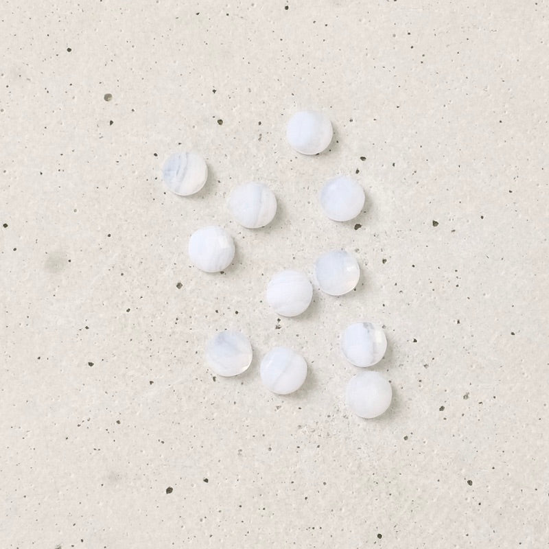 2 Cabochons pierre naturelle 4mm facetté Agate dentelle bleue