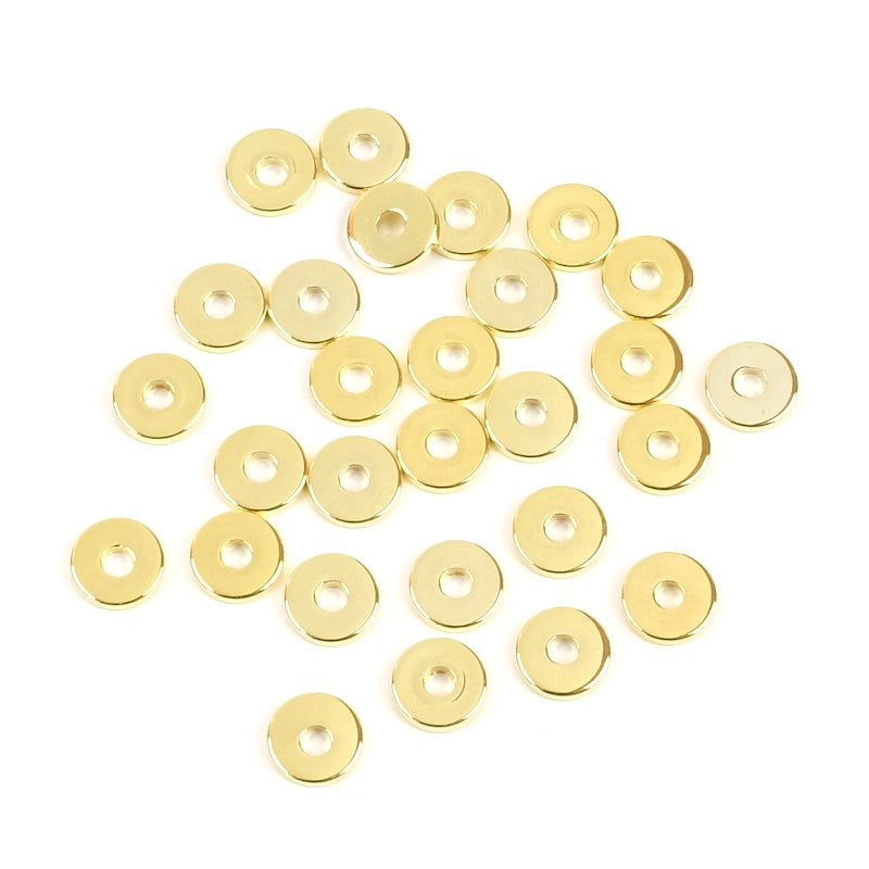 10 perles rondelles 6mm en laiton doré
