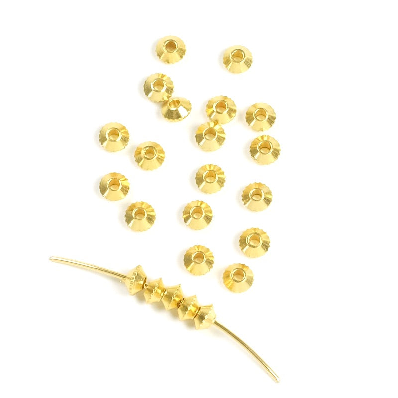 10 perles Toupies 3,8mm en Laiton doré à l&#39;or fin 24K