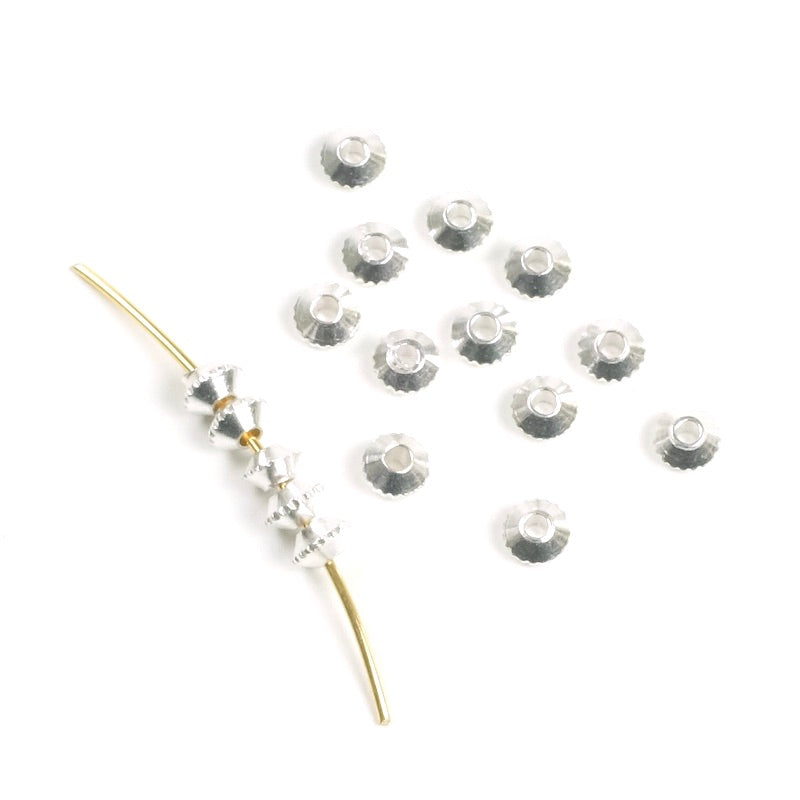 10 perles Toupies 3,8mm en Laiton Argenté 925 Premium