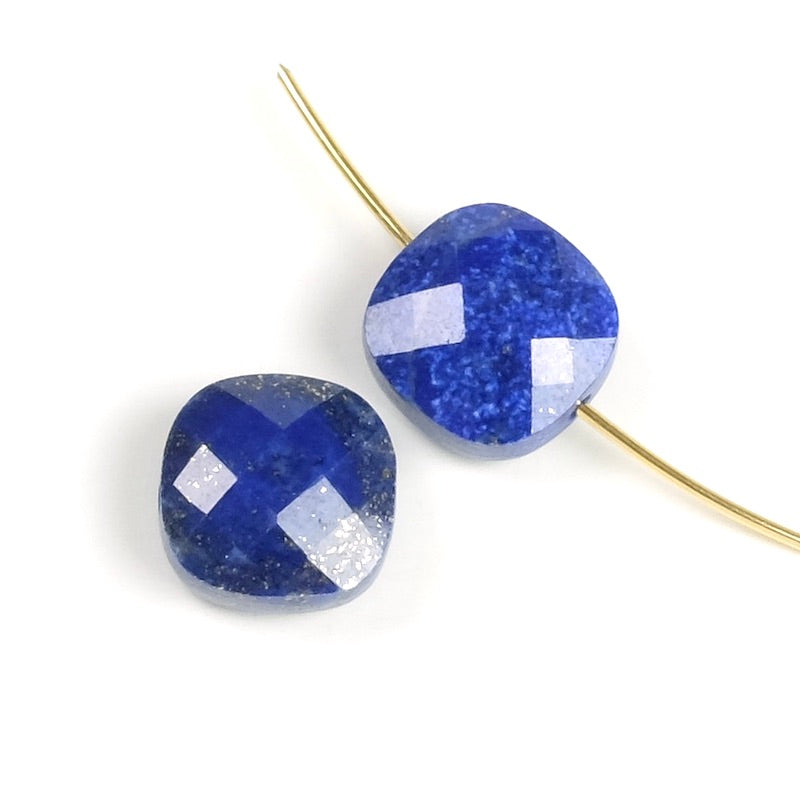 Perle naturelle carrée 10mm taille coussin en Lapis Lazuli