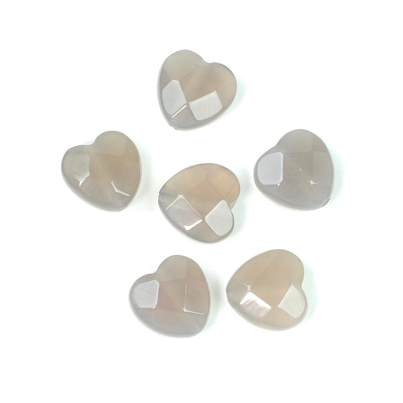 4 perles naturelles cœur de Quartz fumé