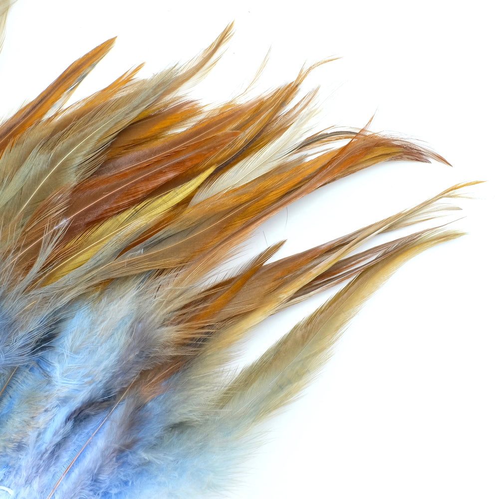 8 longues plumes Beige et Turquoise