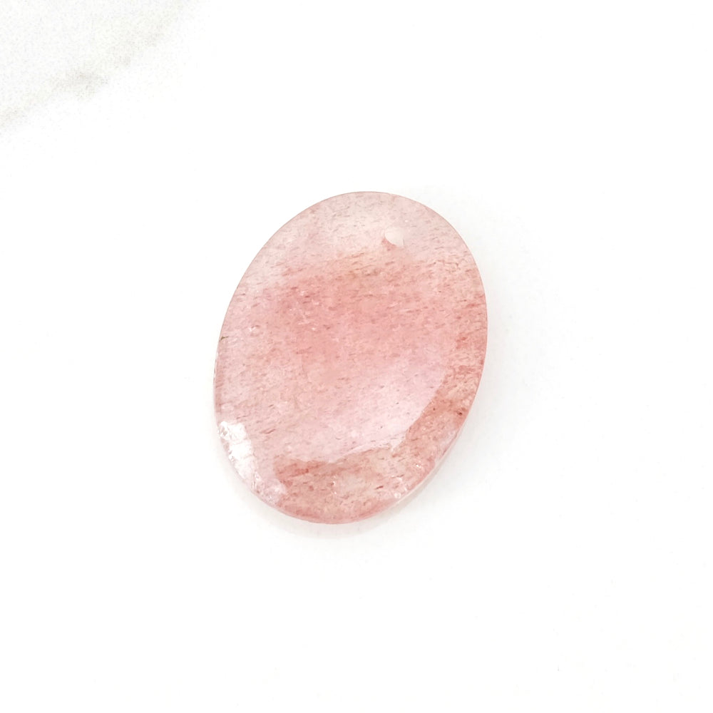 Ciondolo in ciottolo di pietra naturale 15 x 20mm quarzo fragole