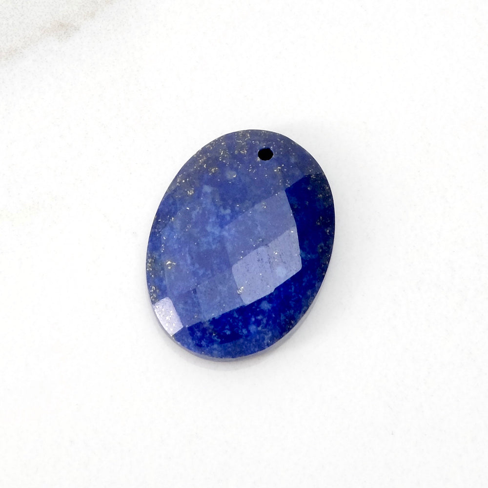 Pendentif Galet en  pierre naturelle 15 x 20mm Lapis Lazuli Facetté