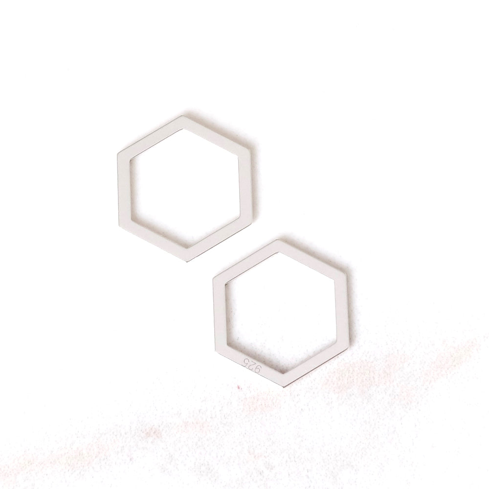 Deux connecteurs anneaux hexagone en argent 925.