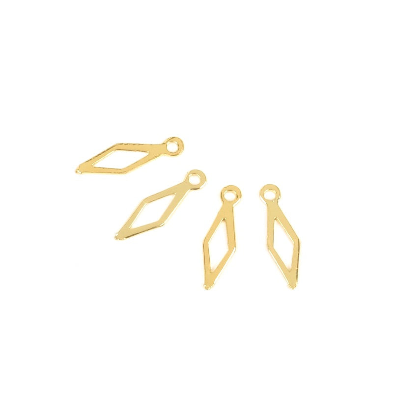 4 pendentifs losanges ajourés en laiton doré 24K