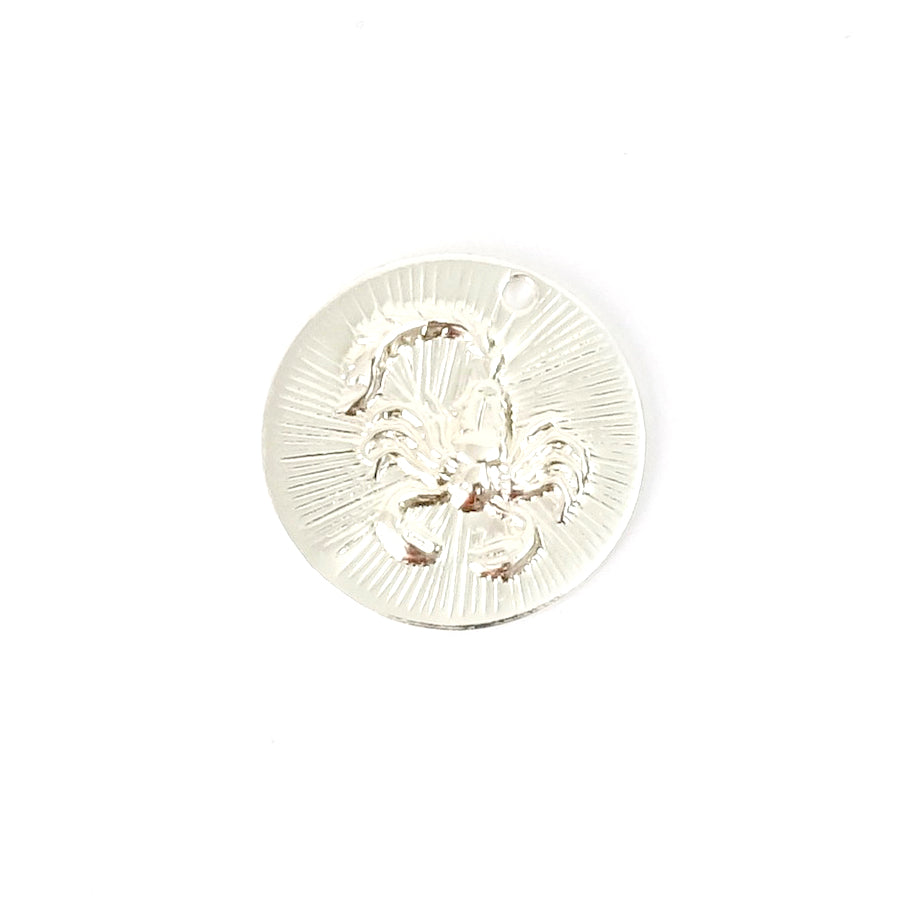 2 pendentifs signe astrologique Scorpion en laiton Argenté 925 Premium
