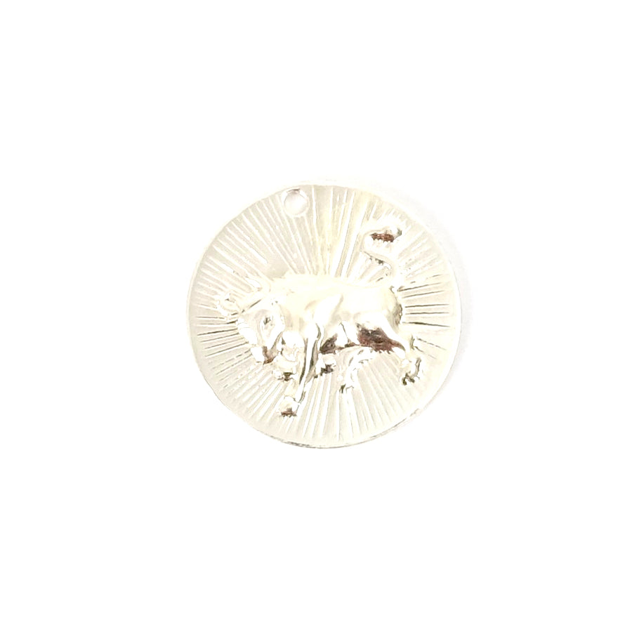 2 pendentifs signe astrologique Taureau en laiton Argenté 925 Premium
