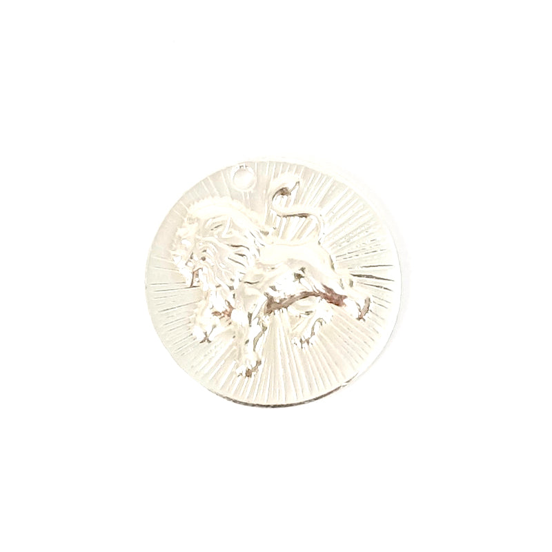 2 pendentifs signe astrologique Lion en laiton Argenté 925 Premium