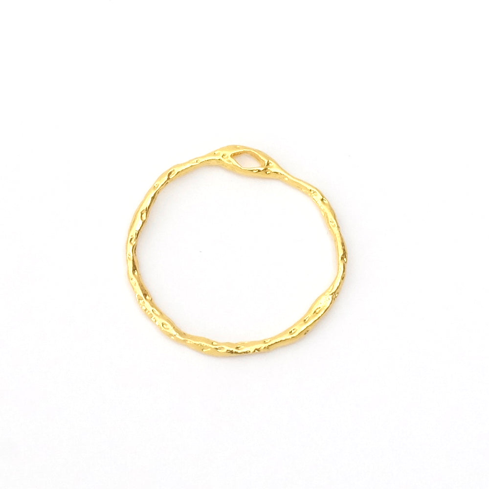 2 Pendentifs rond texturé en laiton Doré à l&#39;or fin 24K