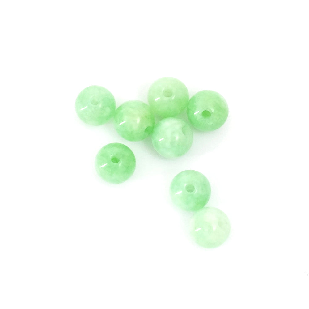 8 perles rondes 6mm naturelles de Jade de Birmanie