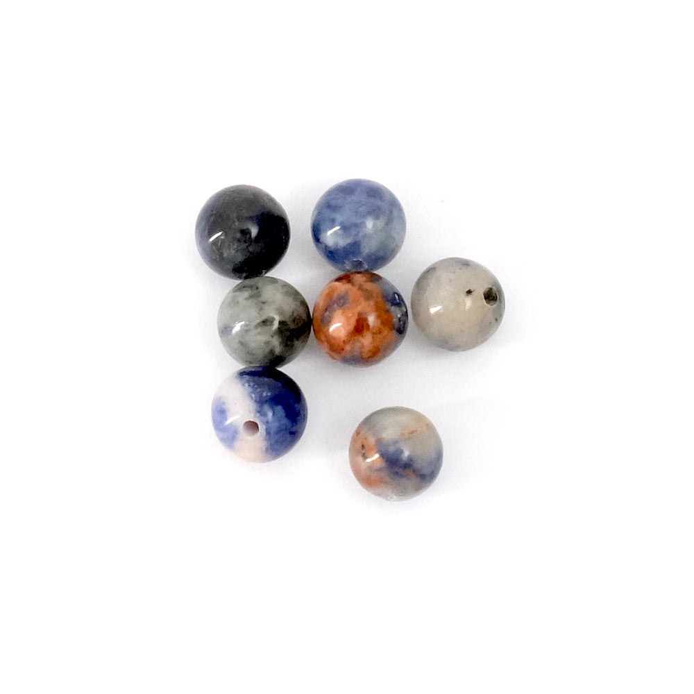 8 perles rondes 6mm naturelles de Sodalite