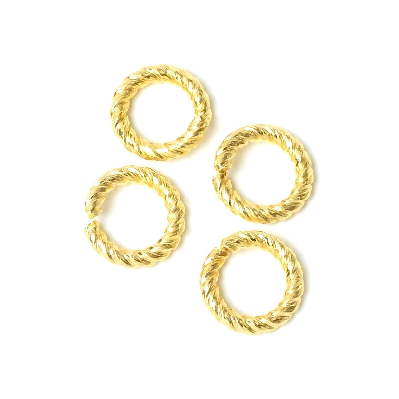 2 anneaux ouverts torsadés 12mm en laiton Doré à l'or fin 24K Premium
