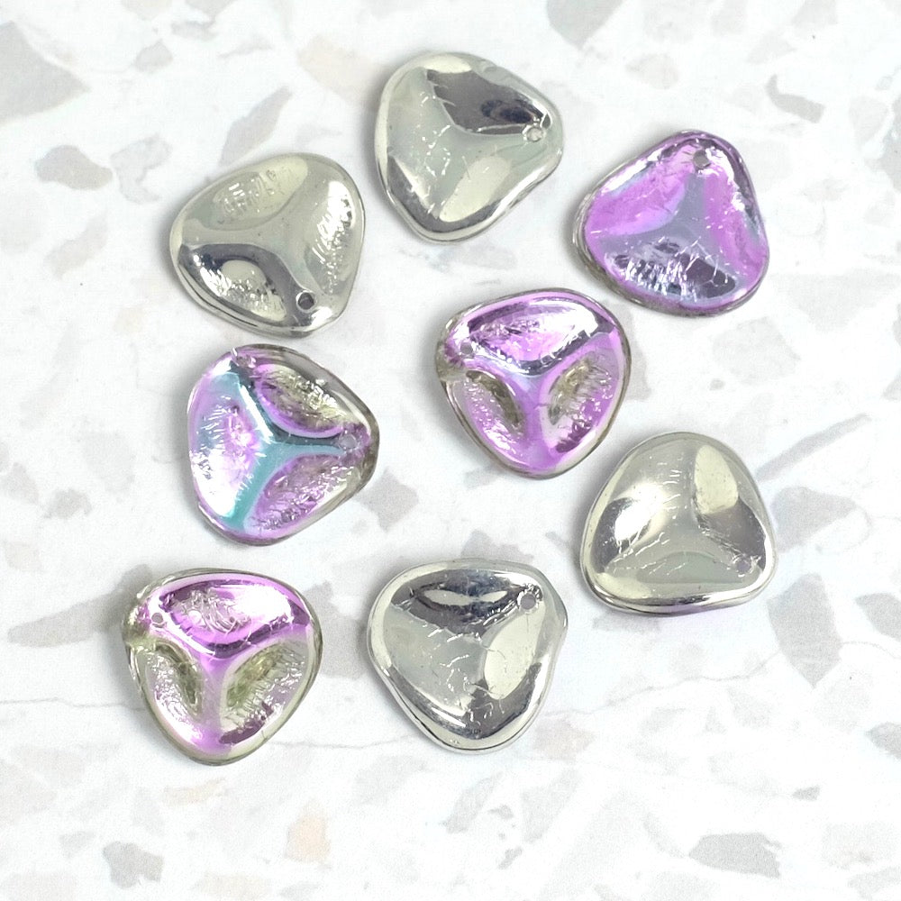 8 perles pétale de rose en cristal de Bohème Crystal Vitrail Light