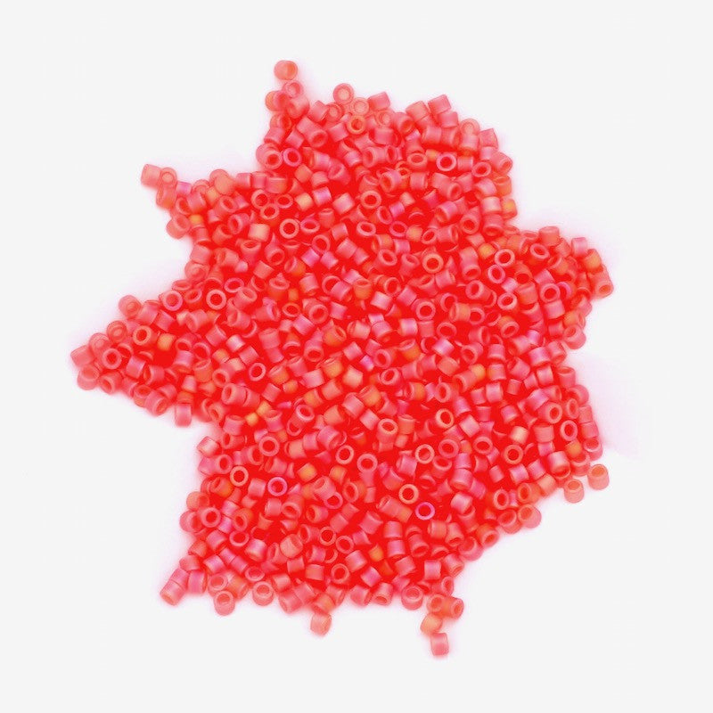8 grammes de perles Miyuki Délica 11/0 Mat transparent Red orange AB N°0856 