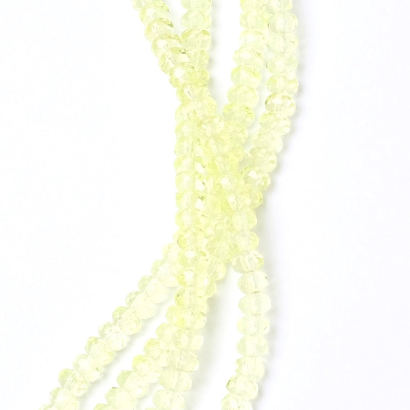 Fil de perles de Bohème facettées jaune transparent 2x4mm
