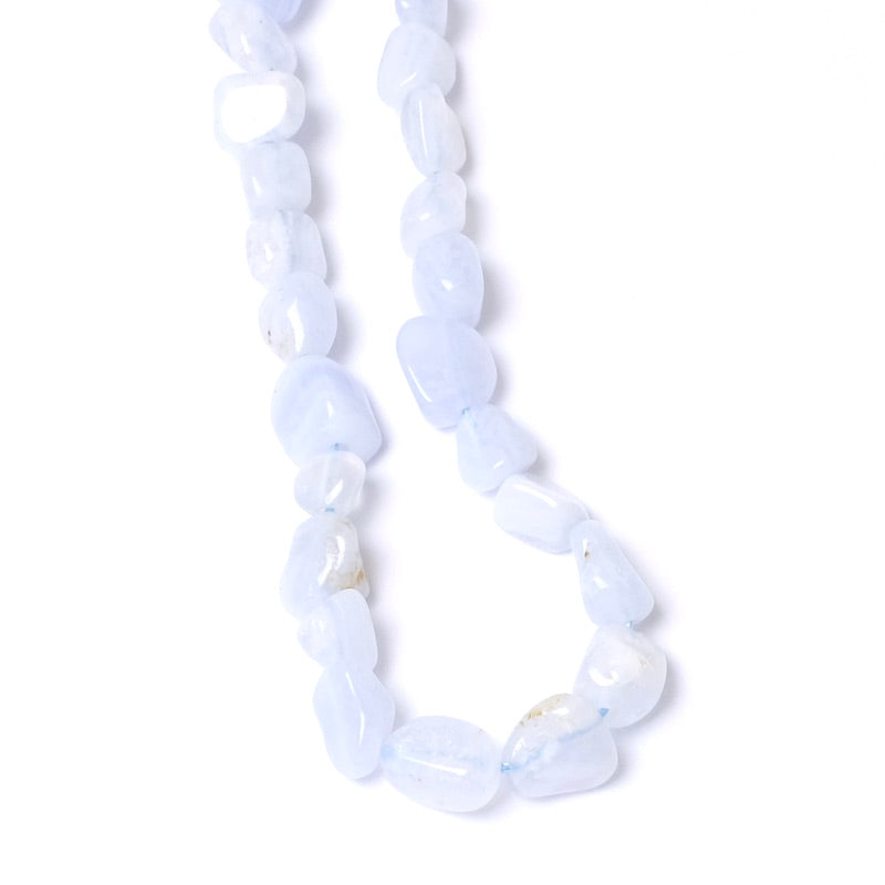 Fil de perles naturelles irrégulières en Agate dentelle bleue