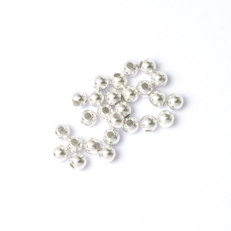 10 perles rondes 4mm en Laiton Argenté 925 Premium