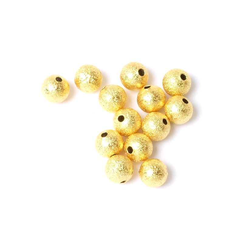 8 perles rondes 6mm en Laiton doré à l&#39;or fin 24K