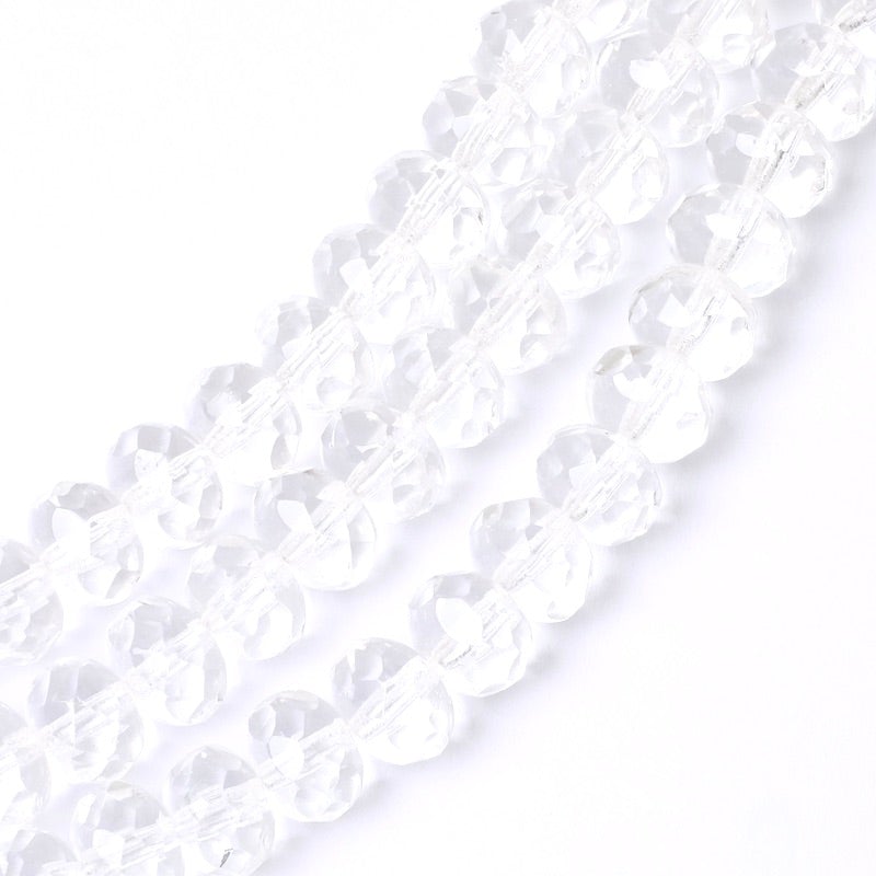 Fil de perles de Bohème facettées transparent 6x8mm