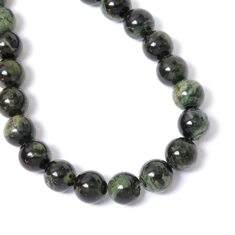 Fil de 37cm de perles naturelles rondes 8mm en Jaspe vert