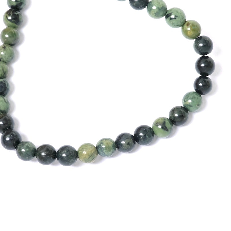 Fil de 37cm de perles naturelles rondes 4mm en Jaspe vert