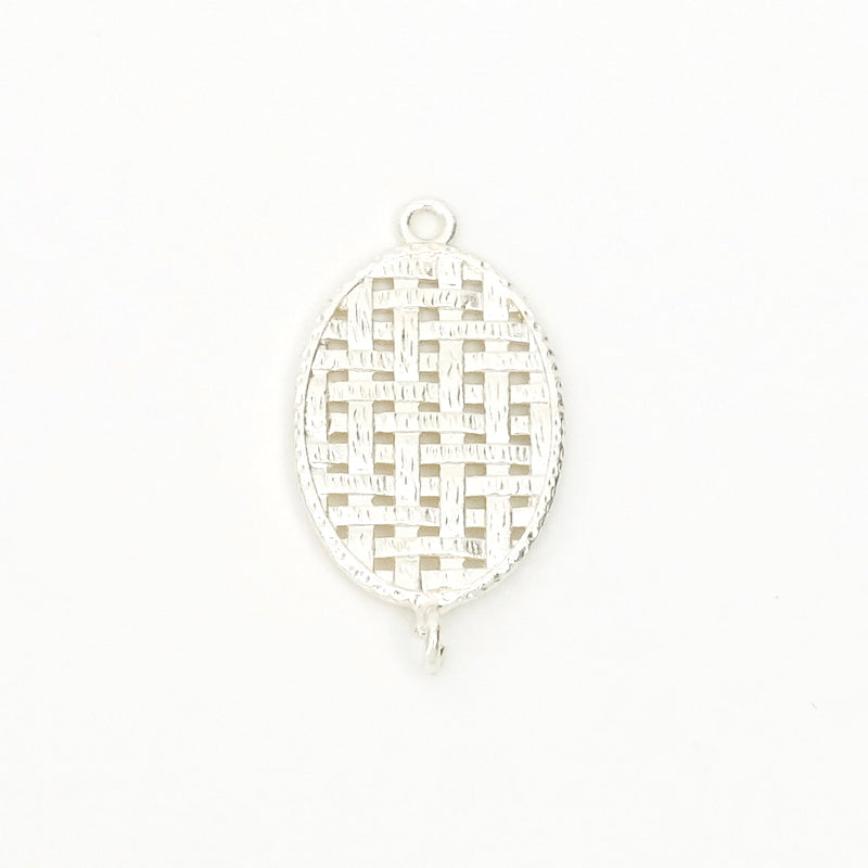 2 Oval Natte Pendants in 925 Premium Silver Brass