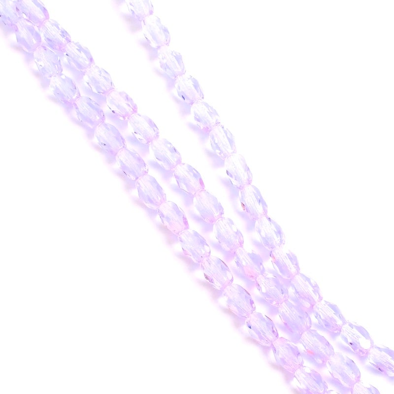 Fil de perles de Bohème Olives facettées 6x4mm violet transparent