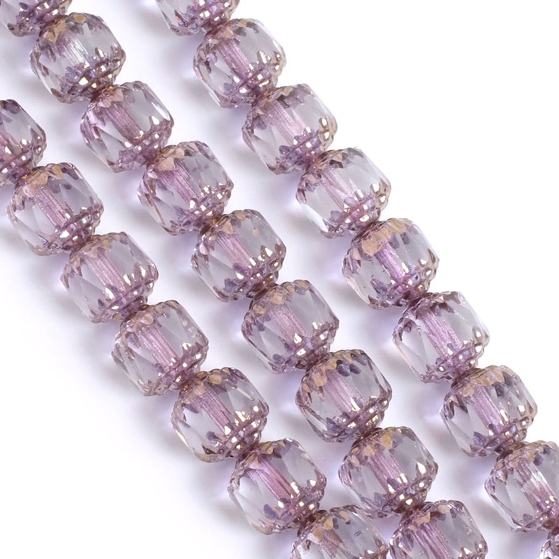 Fil de perles de Bohème baroque facettée 8mm violet