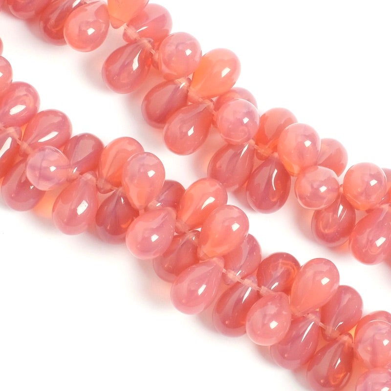 Bohemian beading thread drops 6x9mm transparent pink