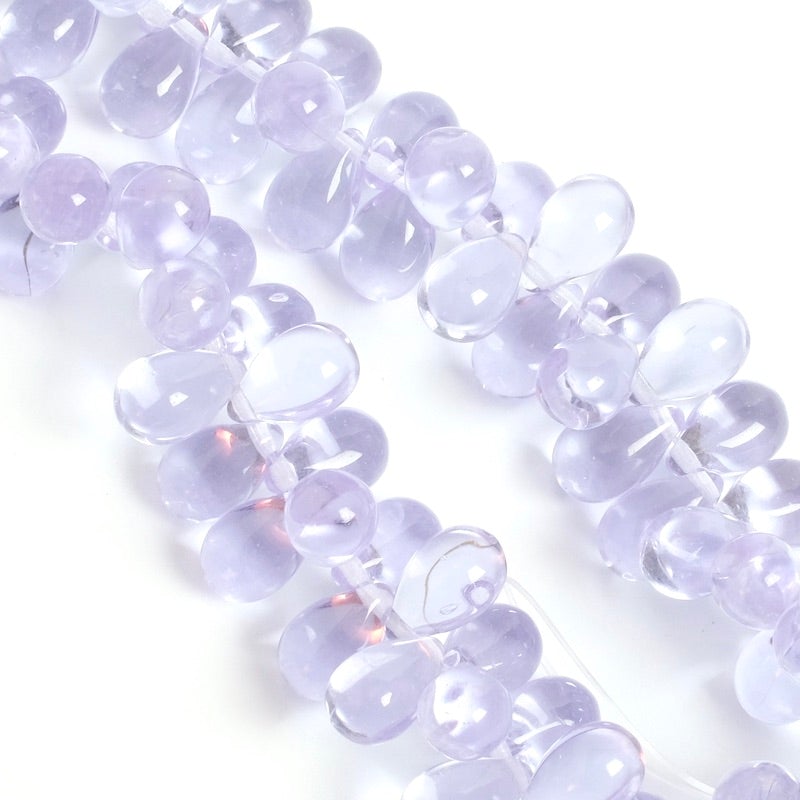 Fil de perles de Bohème gouttes 6x9mm violet transparent