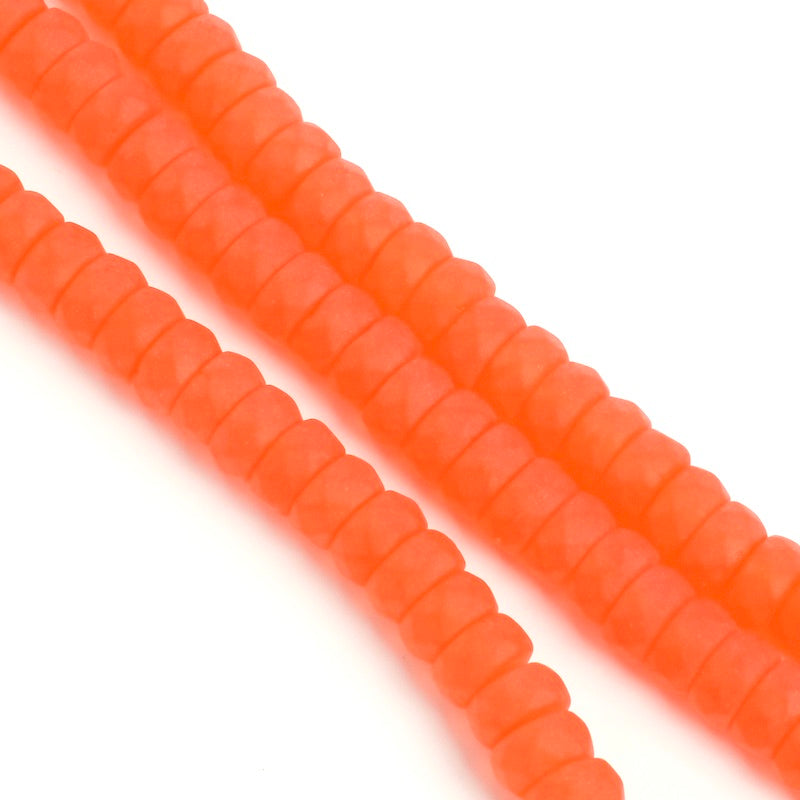 Fil de perles de Bohème rondelles facettées orange mat 3x6mm