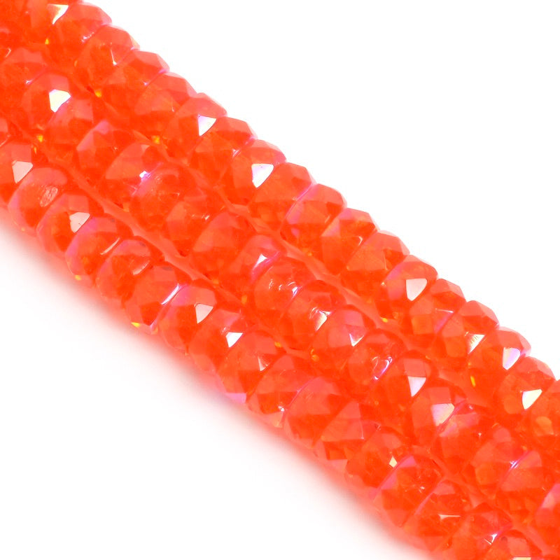 Fil de perles de Bohème rondelles facettées orange transparent AB 3x6mm