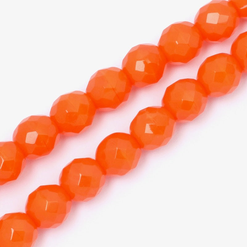 Fil de perles de Bohème rondes facettées Orange opaque 10mm