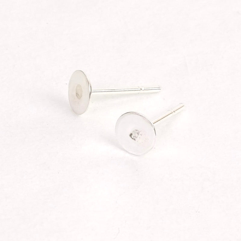 Boucles d'oreilles Clous avec plateau 6mm en argent massif 925 (POS)