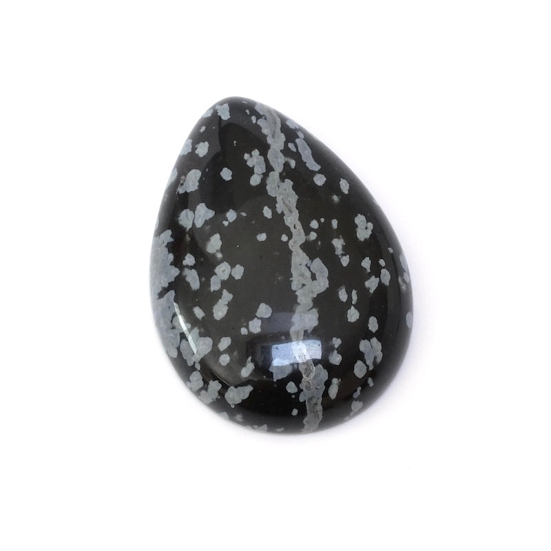 Cabochon pierre naturelle Goutte 33,8 x 24,3mm Obsidienne neige
