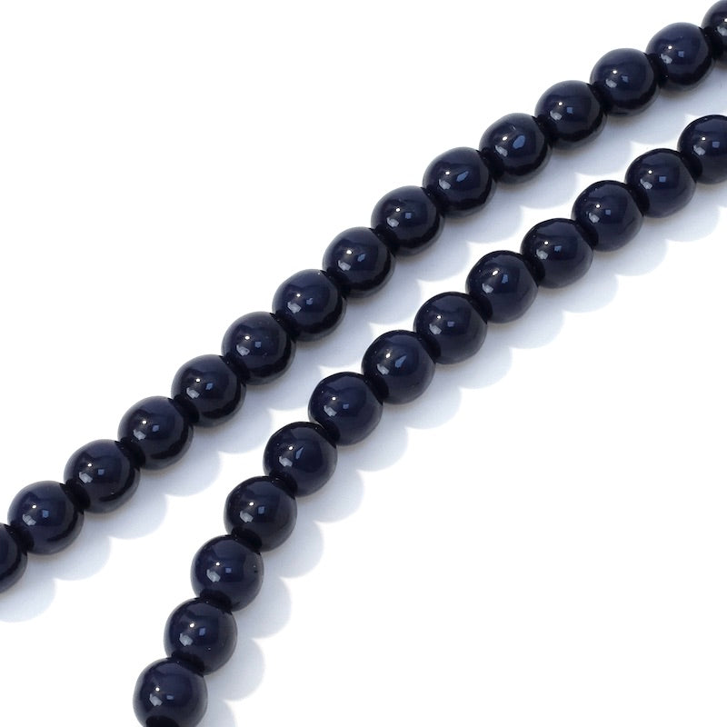 Fil de perles de Bohème rondes 6mm bleu nuit opaque