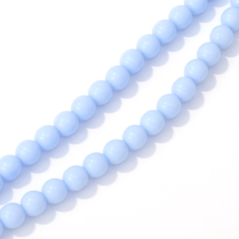 Fil de perles de Bohème rondes 6mm bleu pastel opaque