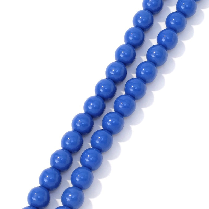 Fil de perles de Bohème rondes 6mm bleu opaque
