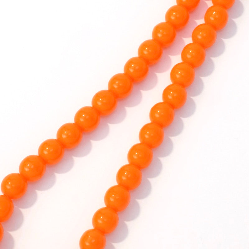 Fil de perles de Bohème rondes 6mm Orange opaque