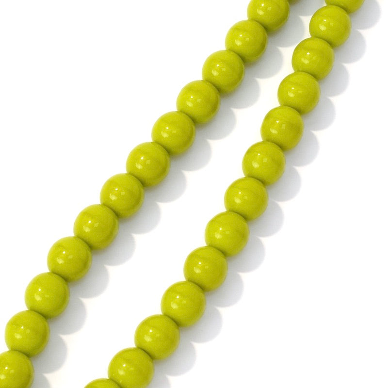 Fil de perles de Bohème rondes 6mm vert olive opaque