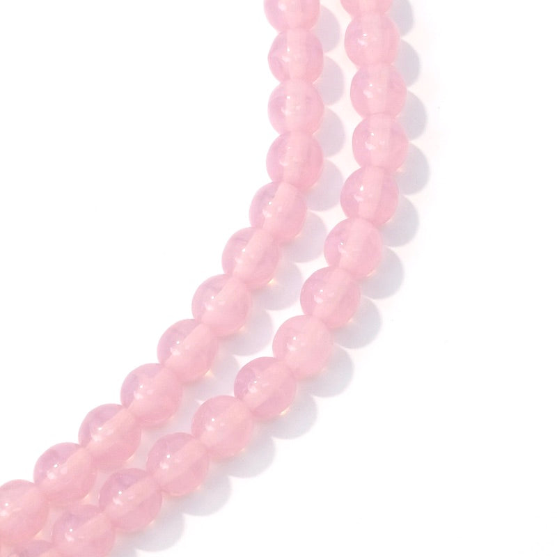 Fil de perles de Bohème rondes 6mm rose pastel transparent