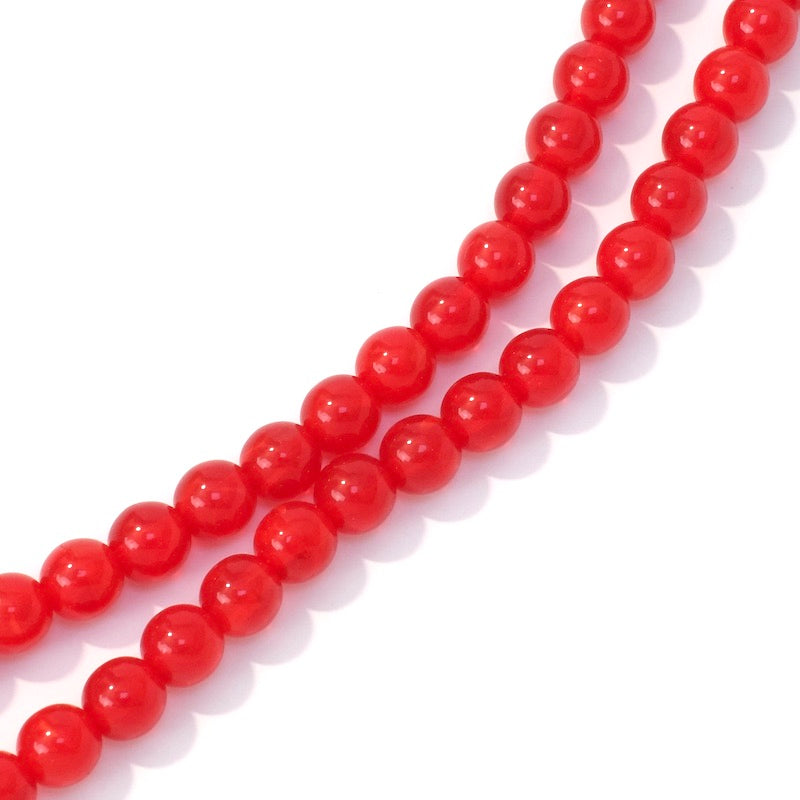 Fil de perles de Bohème rondes 6mm Rouge transparent