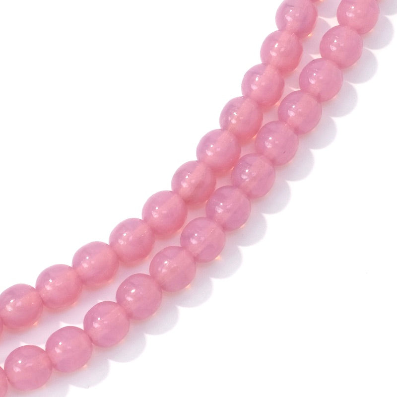 Fil de perles de Bohème rondes 6mm rose opaque